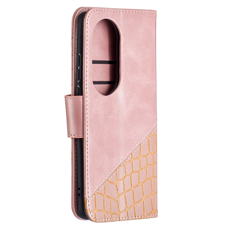 For Huawei P50 Pro Matching Color Crocodile Texture Horizontal Flip PU Leather Case with Wallet & Holder & Card Slots
