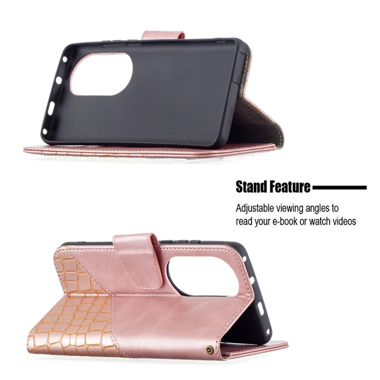 For Huawei P50 Pro Matching Color Crocodile Texture Horizontal Flip PU Leather Case with Wallet & Holder & Card Slots