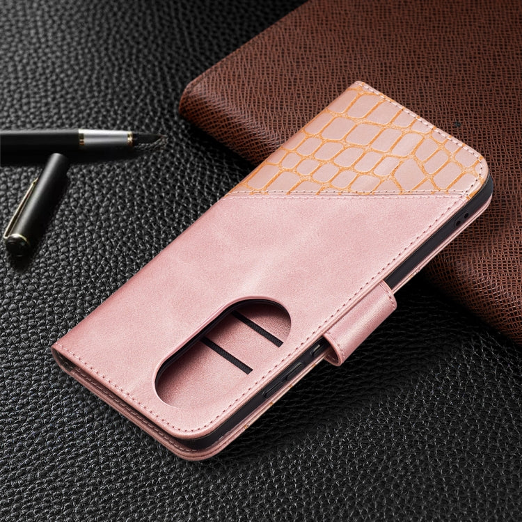 For Huawei P50 Pro Matching Color Crocodile Texture Horizontal Flip PU Leather Case with Wallet & Holder & Card Slots