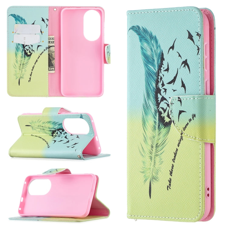 For Huawei P50 Colored Drawing Pattern Horizontal Flip Leather Case with Holder & Card Slots & Wallet