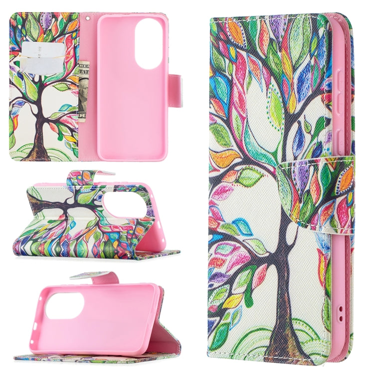 For Huawei P50 Colored Drawing Pattern Horizontal Flip Leather Case with Holder & Card Slots & Wallet