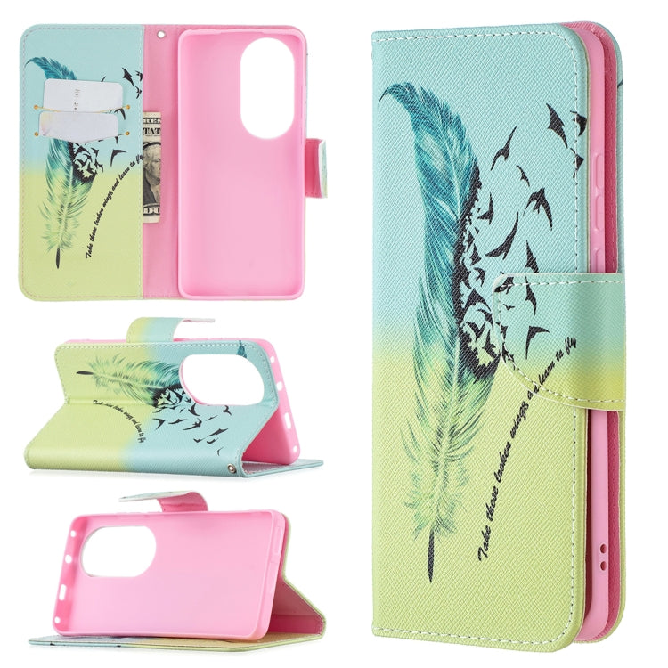 For Huawei P50 Pro Colored Drawing Pattern Horizontal Flip Leather Case with Holder & Card Slots & Wallet