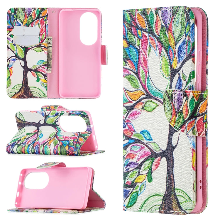 For Huawei P50 Pro Colored Drawing Pattern Horizontal Flip Leather Case with Holder & Card Slots & Wallet