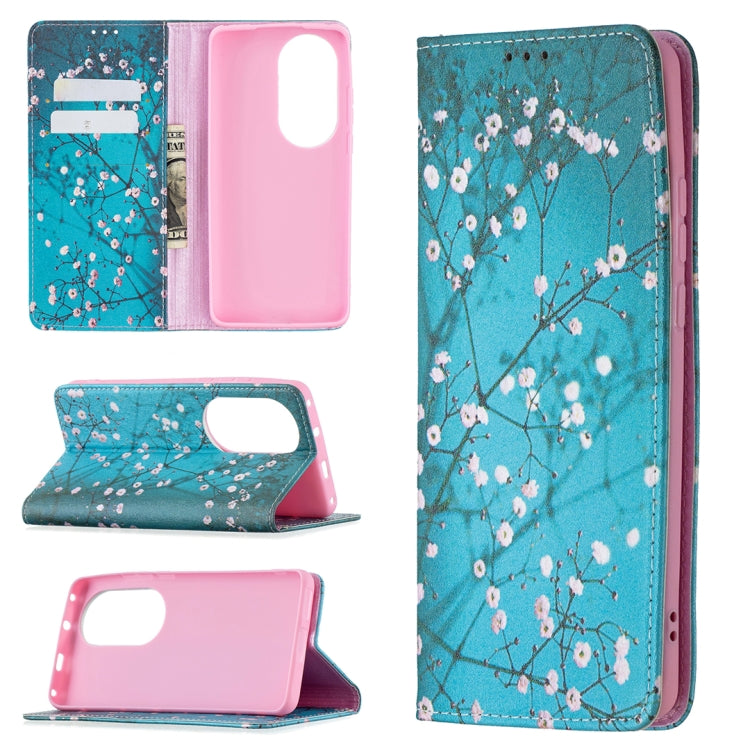 For Huawei P50 Pro Colored Drawing Pattern Invisible Magnetic Horizontal Flip PU Leather Case with Holder & Card Slots & Wallet