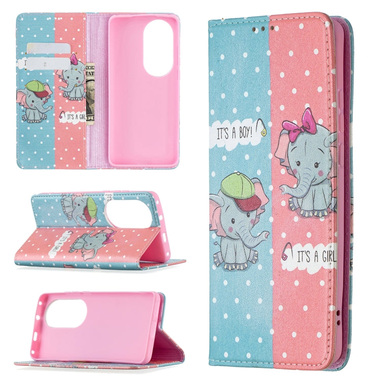 For Huawei P50 Pro Colored Drawing Pattern Invisible Magnetic Horizontal Flip PU Leather Case with Holder & Card Slots & Wallet