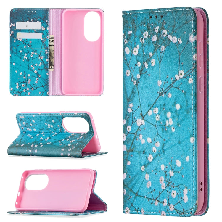 For Huawei P50 Colored Drawing Pattern Invisible Magnetic Horizontal Flip PU Leather Case with Holder & Card Slots & Wallet