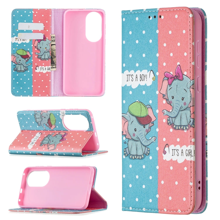 For Huawei P50 Colored Drawing Pattern Invisible Magnetic Horizontal Flip PU Leather Case with Holder & Card Slots & Wallet