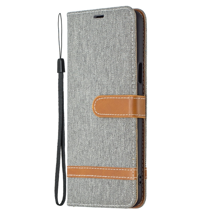 For LG K42 Color Matching Denim Texture Horizontal Flip Leather Case with Holder & Card Slots & Wallet & Lanyard