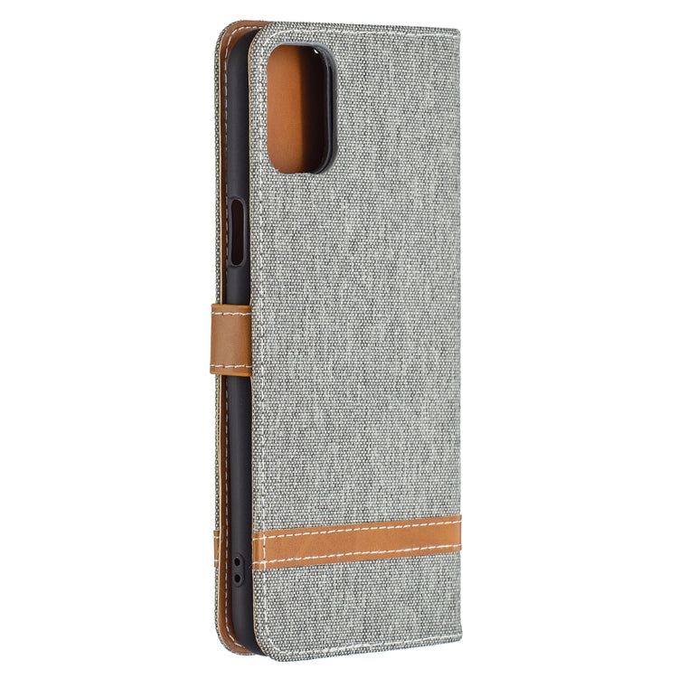 For LG K42 Color Matching Denim Texture Horizontal Flip Leather Case with Holder & Card Slots & Wallet & Lanyard