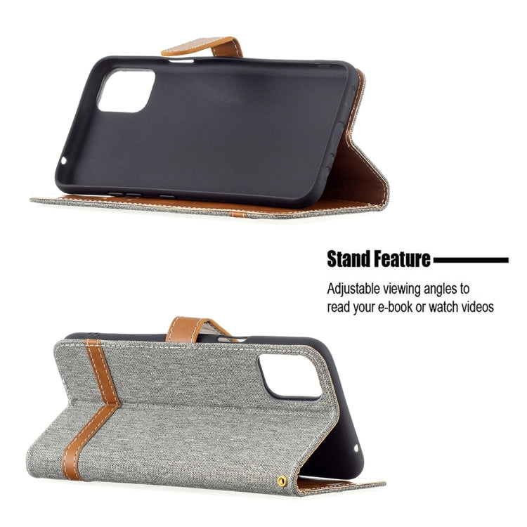 For LG K42 Color Matching Denim Texture Horizontal Flip Leather Case with Holder & Card Slots & Wallet & Lanyard