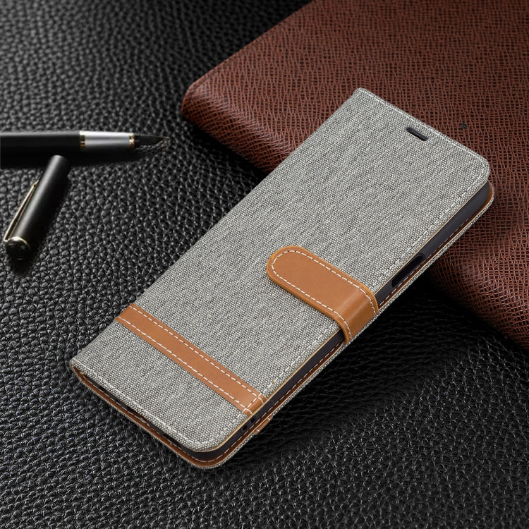 For LG K42 Color Matching Denim Texture Horizontal Flip Leather Case with Holder & Card Slots & Wallet & Lanyard