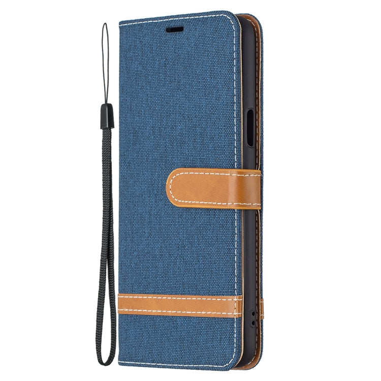For LG K42 Color Matching Denim Texture Horizontal Flip Leather Case with Holder & Card Slots & Wallet & Lanyard