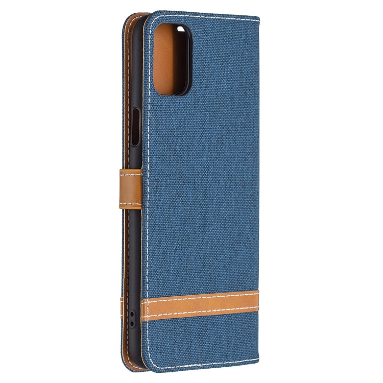 For LG K42 Color Matching Denim Texture Horizontal Flip Leather Case with Holder & Card Slots & Wallet & Lanyard