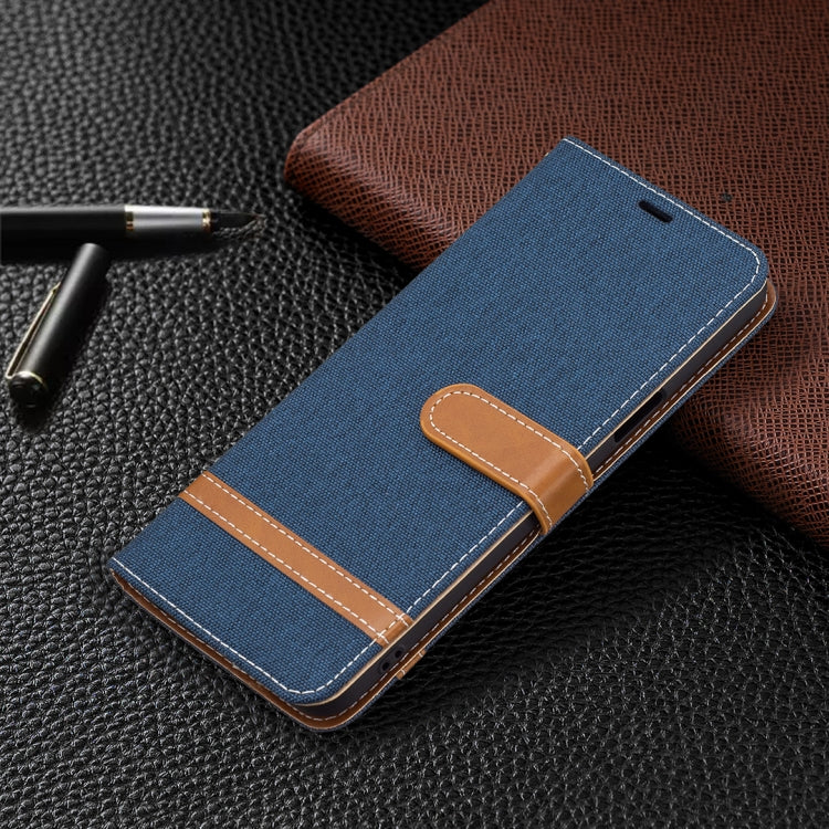 For LG K42 Color Matching Denim Texture Horizontal Flip Leather Case with Holder & Card Slots & Wallet & Lanyard