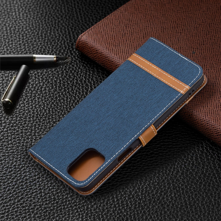 For LG K42 Color Matching Denim Texture Horizontal Flip Leather Case with Holder & Card Slots & Wallet & Lanyard