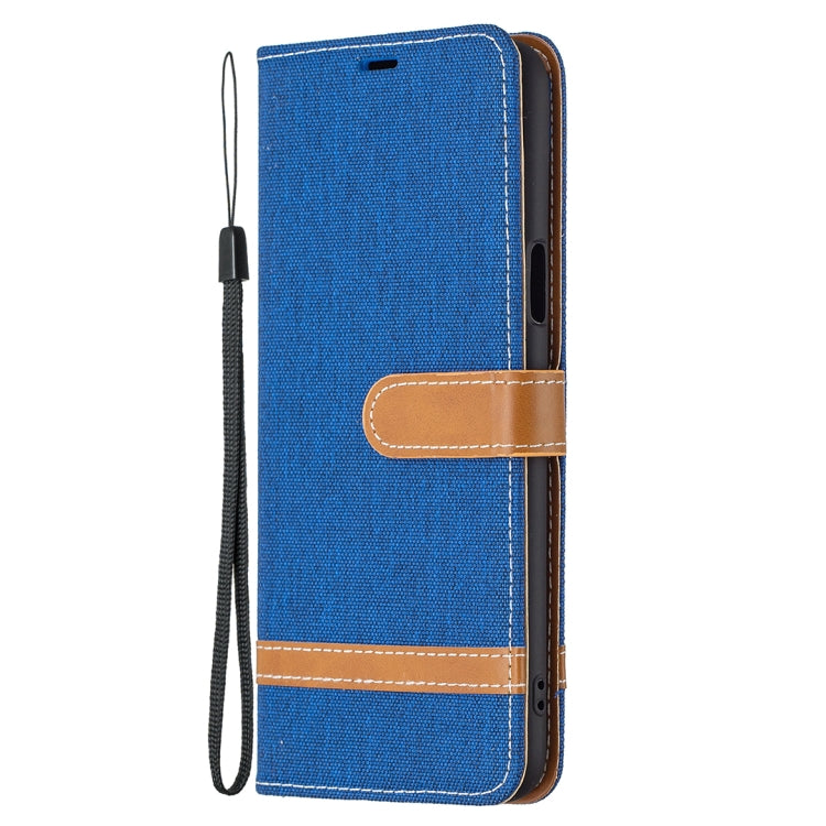 For LG K42 Color Matching Denim Texture Horizontal Flip Leather Case with Holder & Card Slots & Wallet & Lanyard