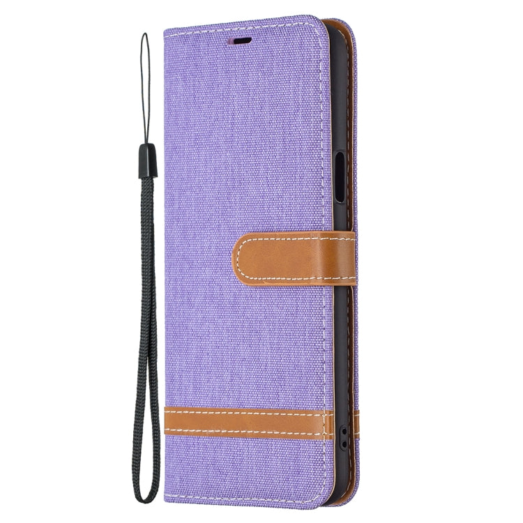 For LG K42 Color Matching Denim Texture Horizontal Flip Leather Case with Holder & Card Slots & Wallet & Lanyard