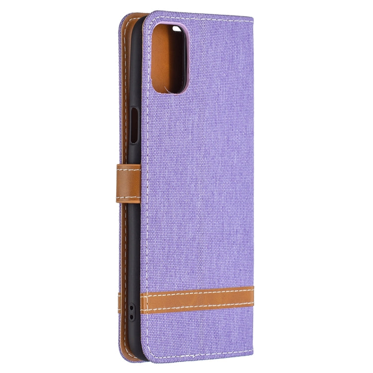 For LG K42 Color Matching Denim Texture Horizontal Flip Leather Case with Holder & Card Slots & Wallet & Lanyard