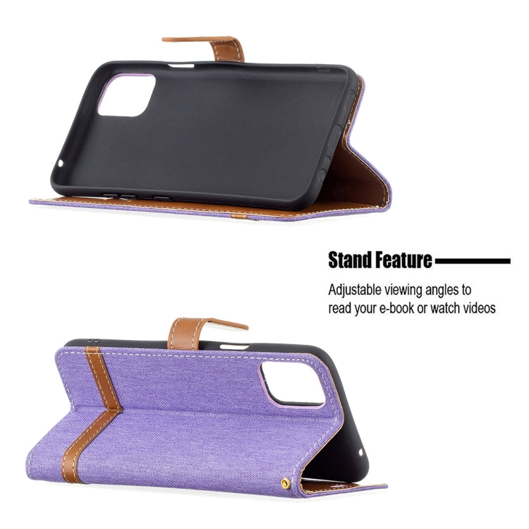 For LG K42 Color Matching Denim Texture Horizontal Flip Leather Case with Holder & Card Slots & Wallet & Lanyard