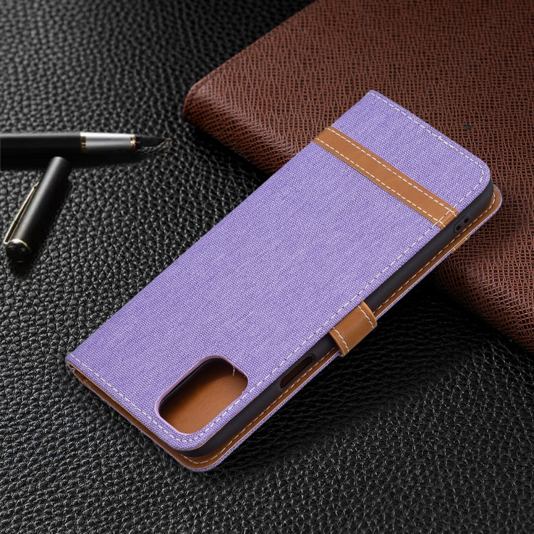 For LG K42 Color Matching Denim Texture Horizontal Flip Leather Case with Holder & Card Slots & Wallet & Lanyard