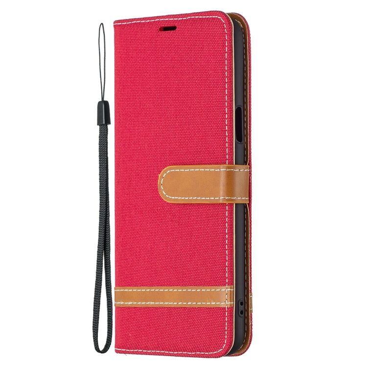 For LG K42 Color Matching Denim Texture Horizontal Flip Leather Case with Holder & Card Slots & Wallet & Lanyard
