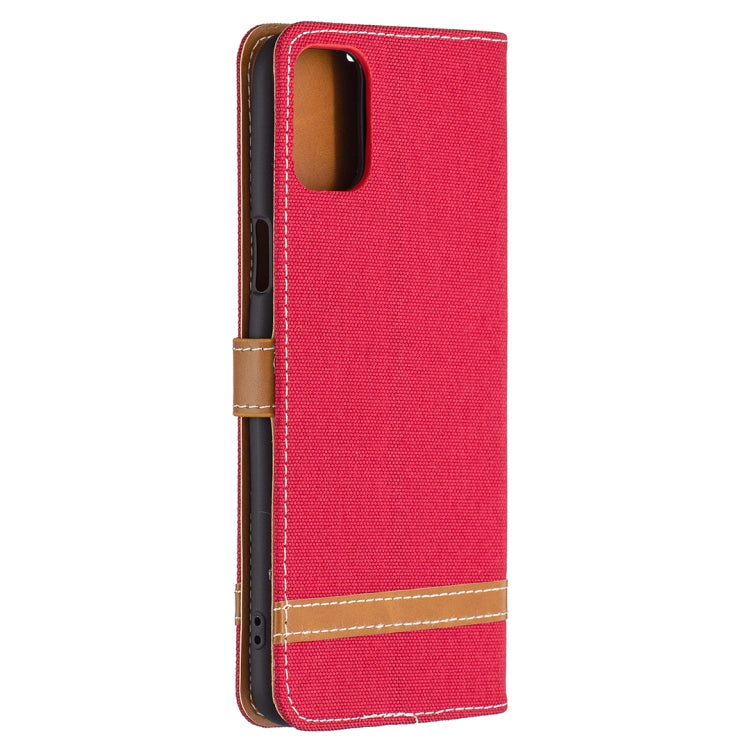 For LG K42 Color Matching Denim Texture Horizontal Flip Leather Case with Holder & Card Slots & Wallet & Lanyard