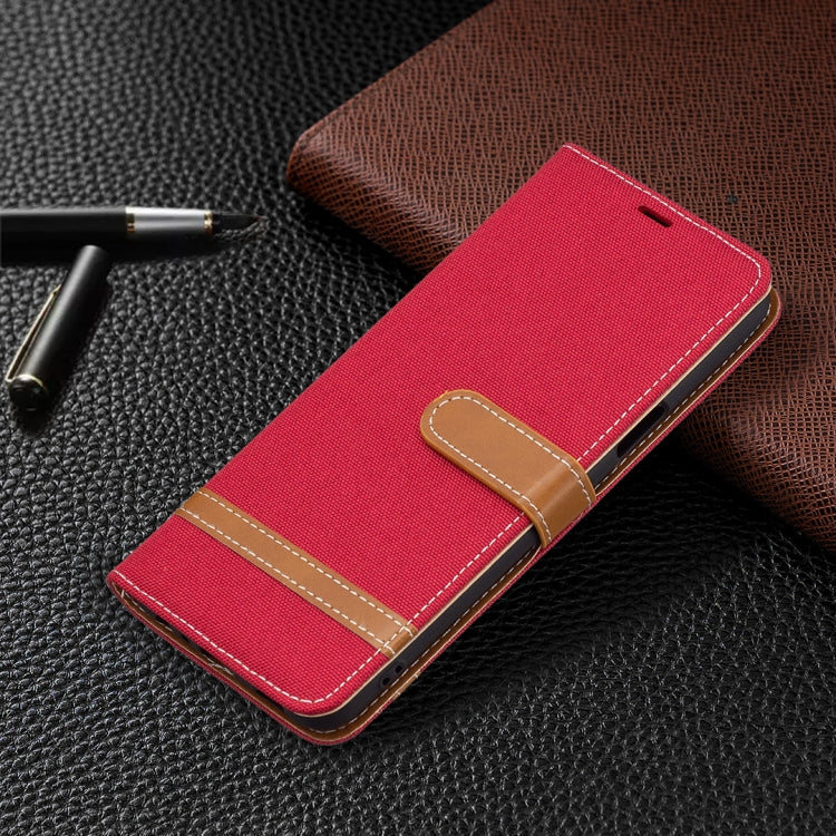 For LG K42 Color Matching Denim Texture Horizontal Flip Leather Case with Holder & Card Slots & Wallet & Lanyard