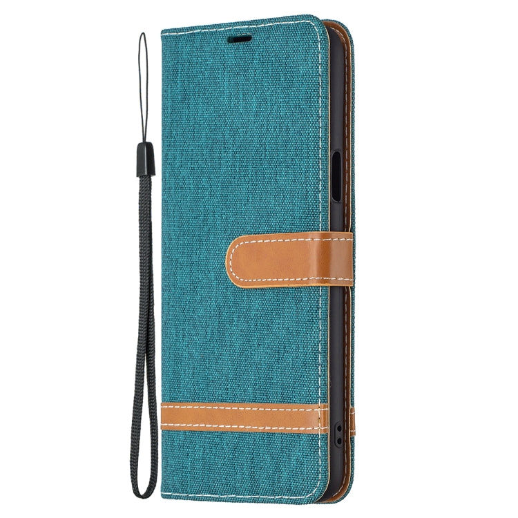 For LG K42 Color Matching Denim Texture Horizontal Flip Leather Case with Holder & Card Slots & Wallet & Lanyard