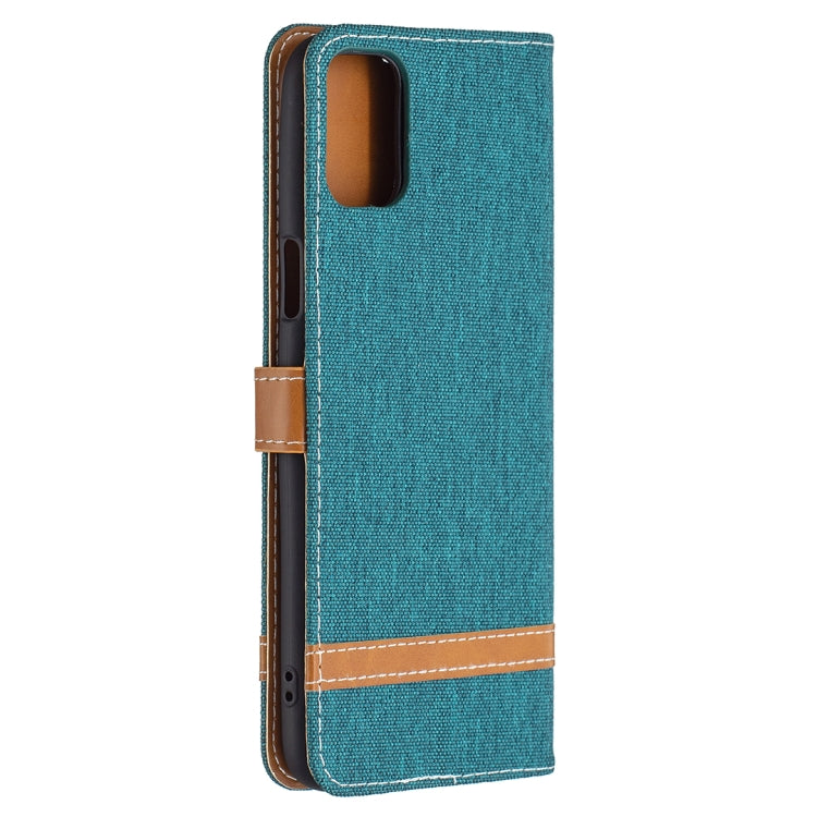 For LG K42 Color Matching Denim Texture Horizontal Flip Leather Case with Holder & Card Slots & Wallet & Lanyard