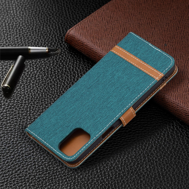 For LG K42 Color Matching Denim Texture Horizontal Flip Leather Case with Holder & Card Slots & Wallet & Lanyard