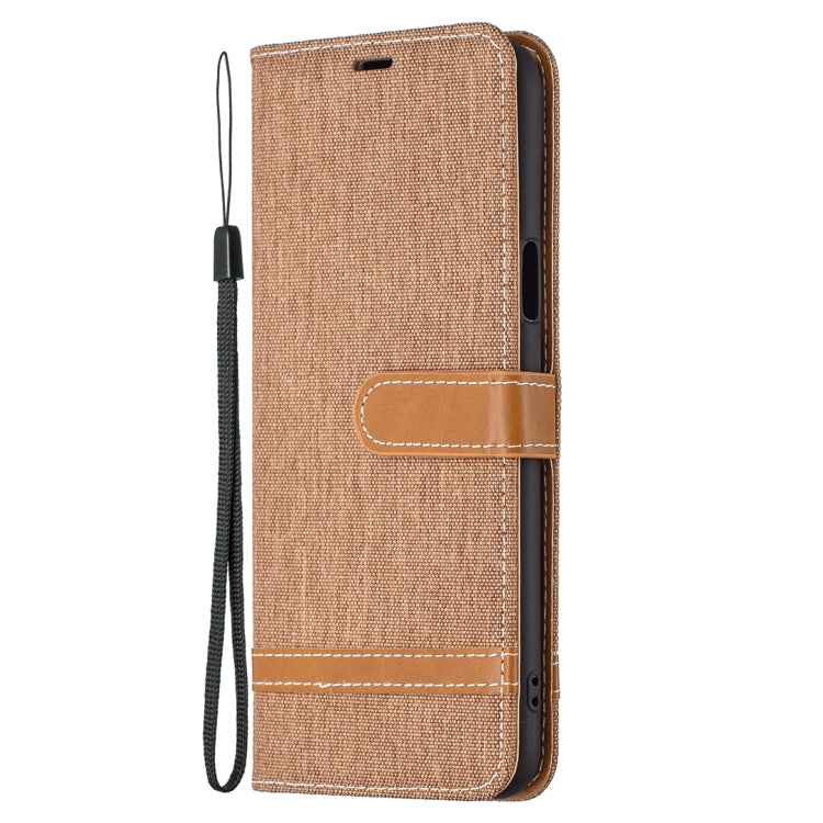 For LG K42 Color Matching Denim Texture Horizontal Flip Leather Case with Holder & Card Slots & Wallet & Lanyard