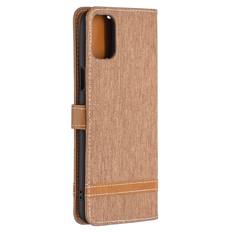 For LG K42 Color Matching Denim Texture Horizontal Flip Leather Case with Holder & Card Slots & Wallet & Lanyard