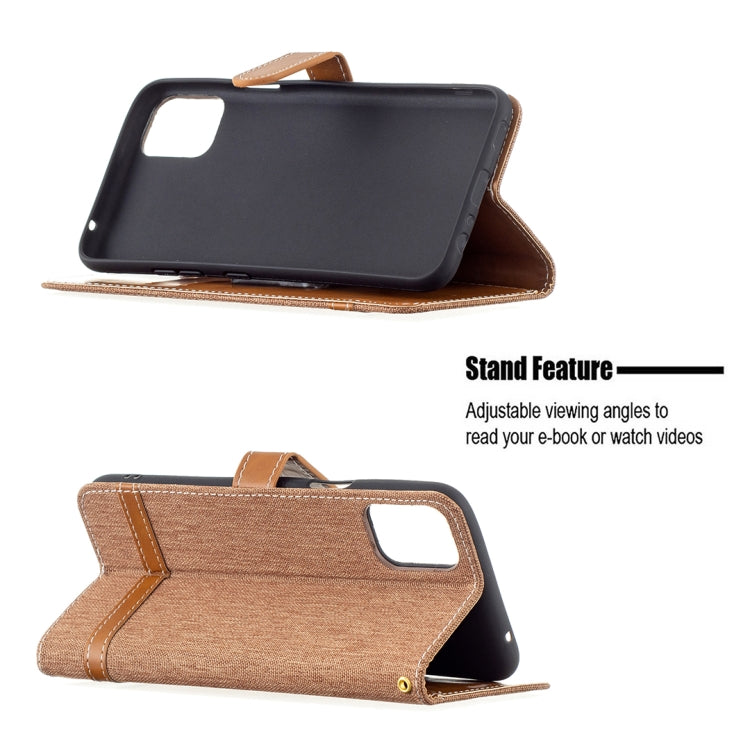 For LG K42 Color Matching Denim Texture Horizontal Flip Leather Case with Holder & Card Slots & Wallet & Lanyard