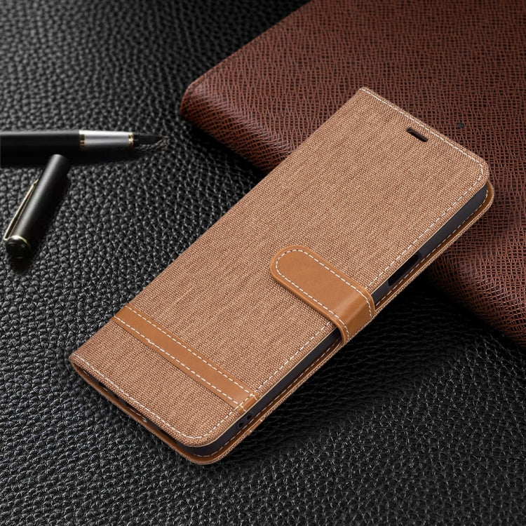 For LG K42 Color Matching Denim Texture Horizontal Flip Leather Case with Holder & Card Slots & Wallet & Lanyard