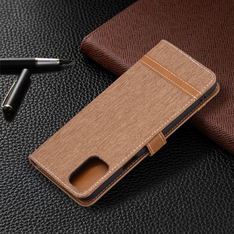 For LG K42 Color Matching Denim Texture Horizontal Flip Leather Case with Holder & Card Slots & Wallet & Lanyard