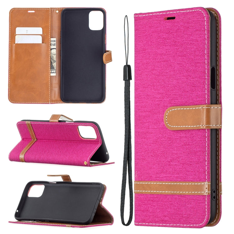 For LG K42 Color Matching Denim Texture Horizontal Flip Leather Case with Holder & Card Slots & Wallet & Lanyard