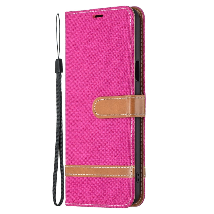 For LG K42 Color Matching Denim Texture Horizontal Flip Leather Case with Holder & Card Slots & Wallet & Lanyard