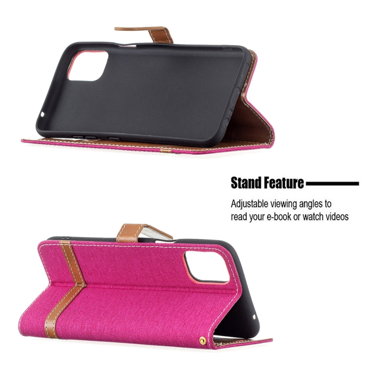 For LG K42 Color Matching Denim Texture Horizontal Flip Leather Case with Holder & Card Slots & Wallet & Lanyard