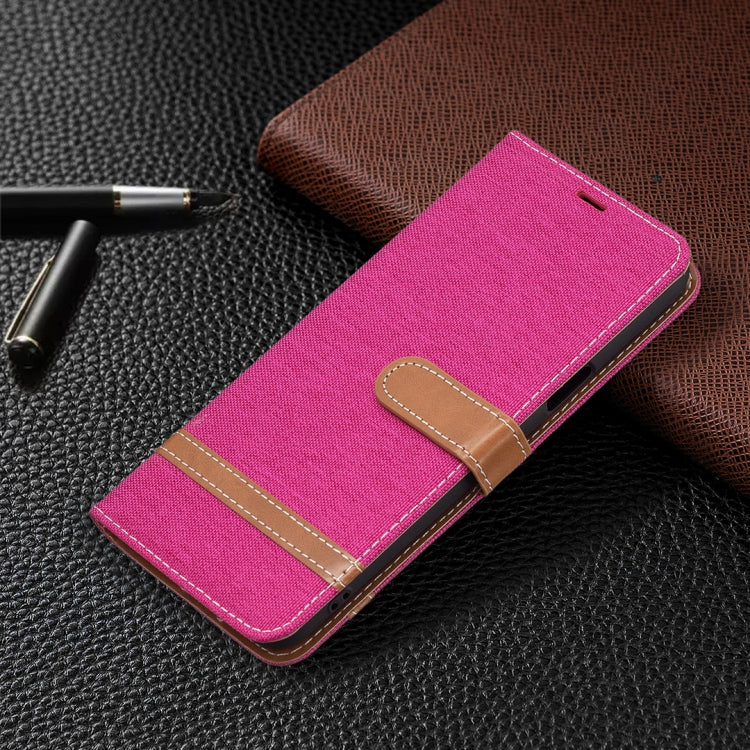 For LG K42 Color Matching Denim Texture Horizontal Flip Leather Case with Holder & Card Slots & Wallet & Lanyard