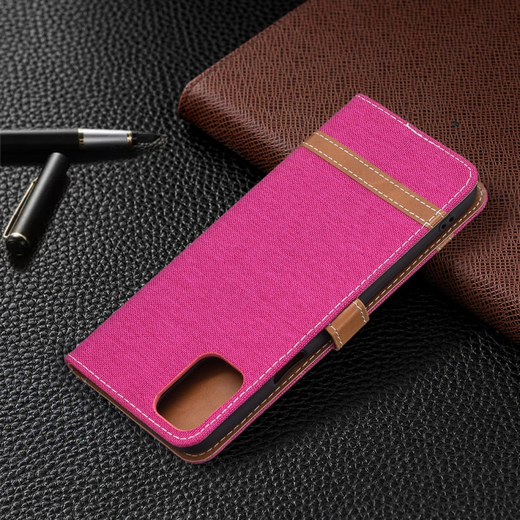 For LG K42 Color Matching Denim Texture Horizontal Flip Leather Case with Holder & Card Slots & Wallet & Lanyard