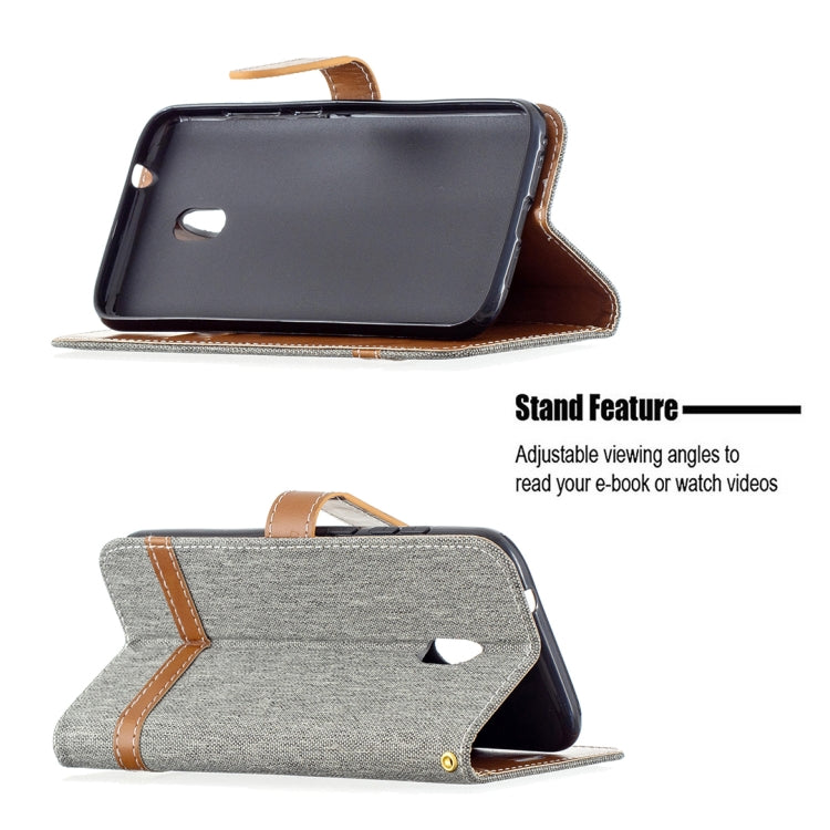 For Nokia C1 Plus Color Matching Denim Texture Horizontal Flip Leather Case with Holder & Card Slots & Wallet & Lanyard