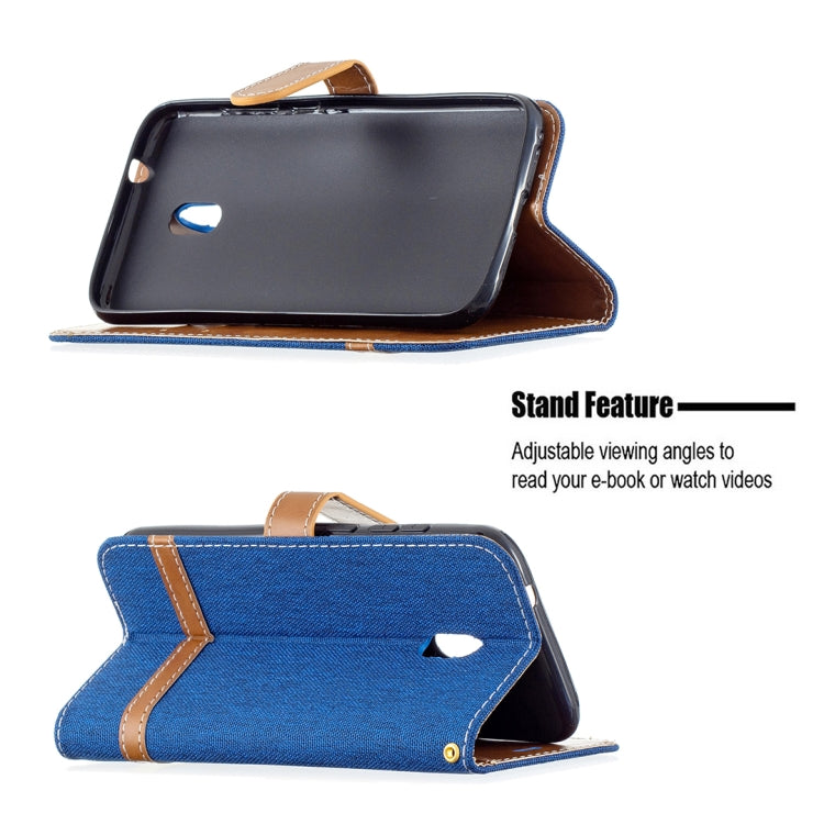 For Nokia C1 Plus Color Matching Denim Texture Horizontal Flip Leather Case with Holder & Card Slots & Wallet & Lanyard
