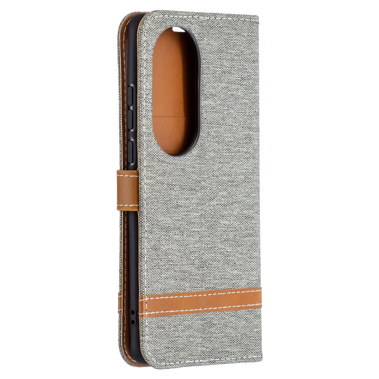 For Huawei P50 Pro Color Matching Denim Texture Horizontal Flip Leather Case with Holder & Card Slots & Wallet & Lanyard