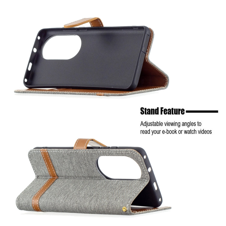 For Huawei P50 Pro Color Matching Denim Texture Horizontal Flip Leather Case with Holder & Card Slots & Wallet & Lanyard