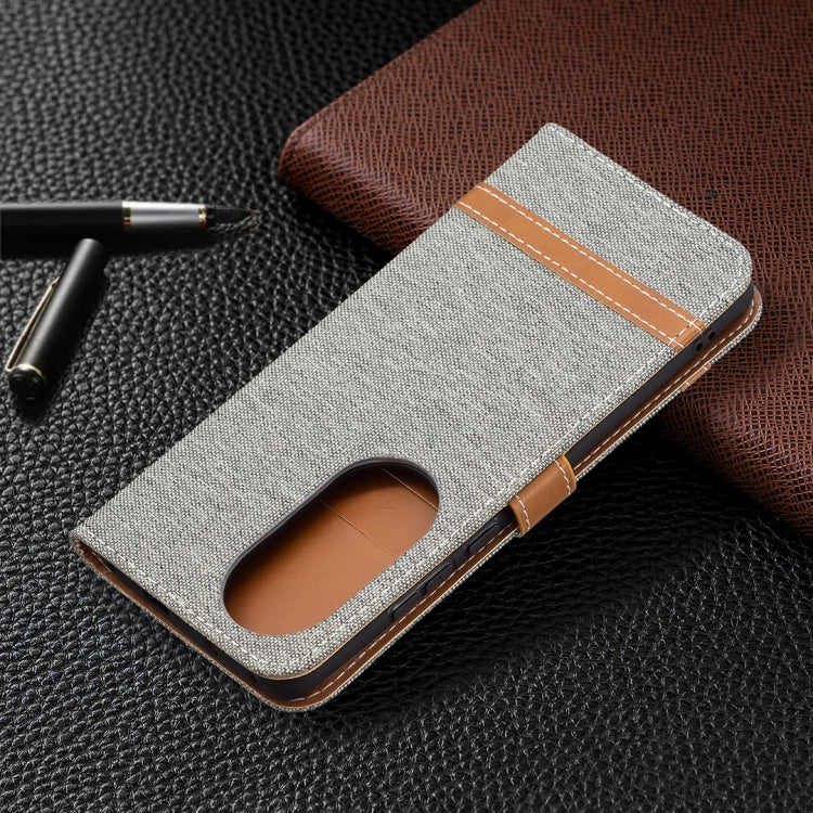 For Huawei P50 Pro Color Matching Denim Texture Horizontal Flip Leather Case with Holder & Card Slots & Wallet & Lanyard
