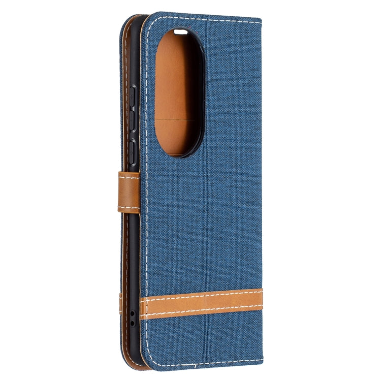 For Huawei P50 Pro Color Matching Denim Texture Horizontal Flip Leather Case with Holder & Card Slots & Wallet & Lanyard