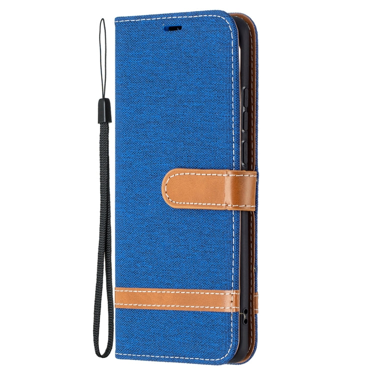 For Huawei P50 Pro Color Matching Denim Texture Horizontal Flip Leather Case with Holder & Card Slots & Wallet & Lanyard