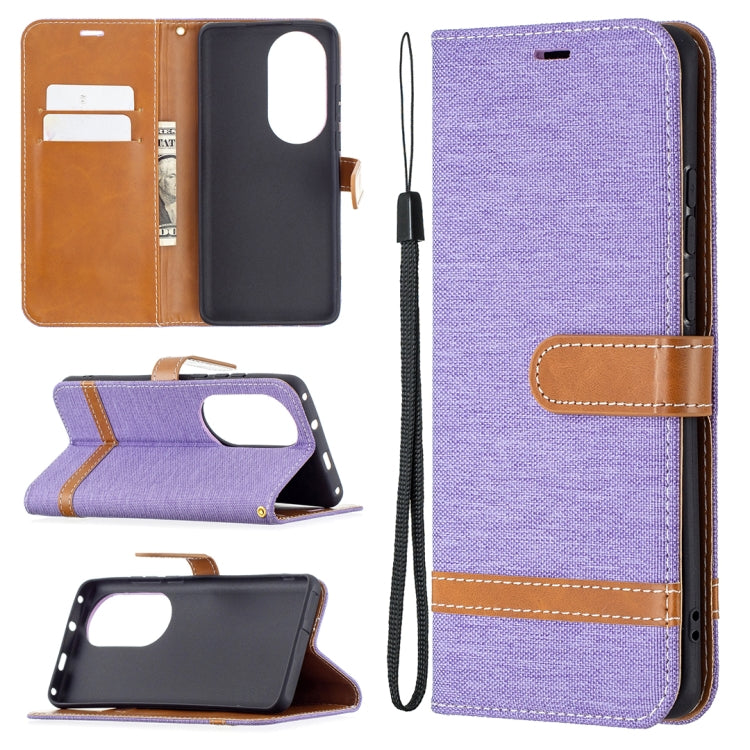 For Huawei P50 Pro Color Matching Denim Texture Horizontal Flip Leather Case with Holder & Card Slots & Wallet & Lanyard