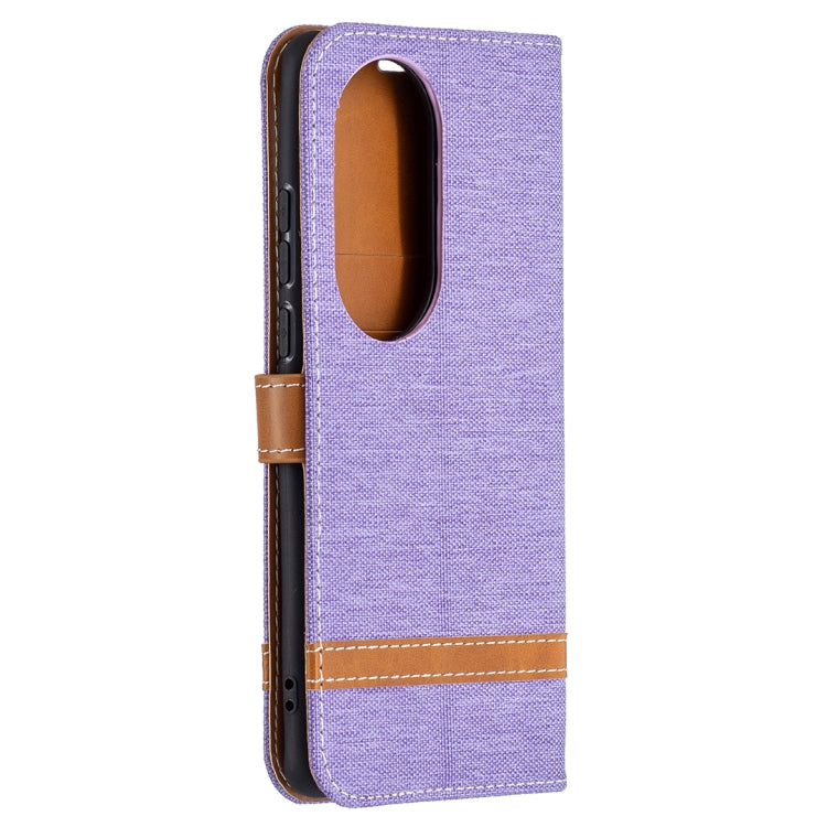 For Huawei P50 Pro Color Matching Denim Texture Horizontal Flip Leather Case with Holder & Card Slots & Wallet & Lanyard