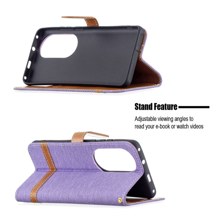For Huawei P50 Pro Color Matching Denim Texture Horizontal Flip Leather Case with Holder & Card Slots & Wallet & Lanyard